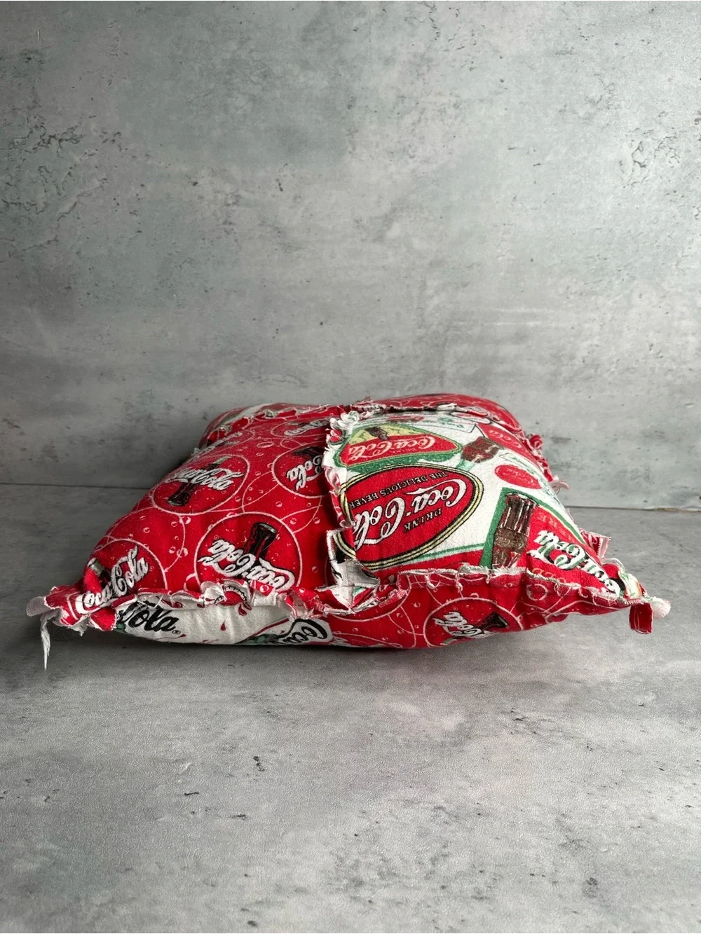 Handmade Coca Cola Vintage Throw Decor Pillow Patchwork Design 14 x 15” Collecto